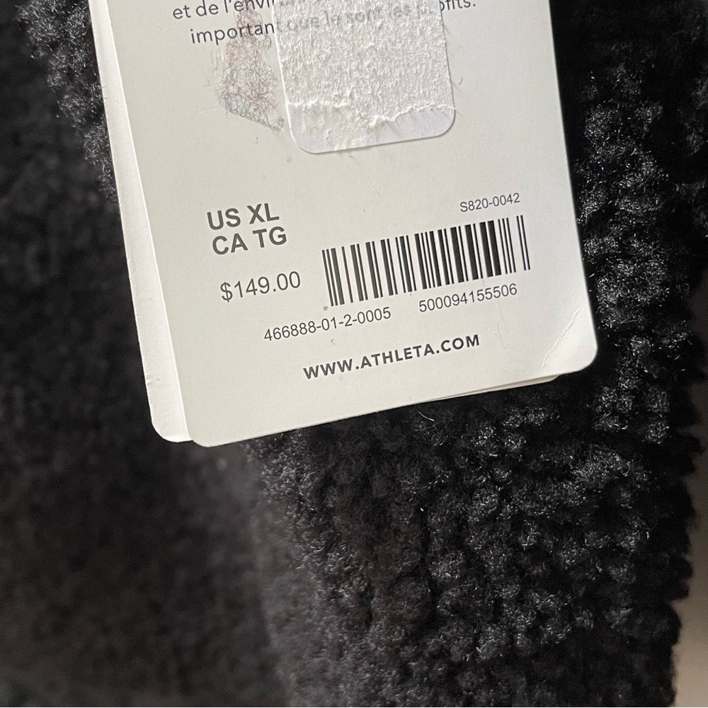 NWT ATHLETA Cozy Sherpa Snap Sweatshirt Size XL Black - Picture 10 of 16